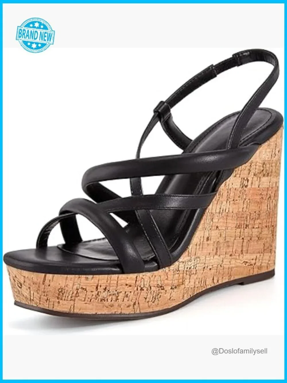 Wedge Sandals Cork Platform Espadrilles Slingback Summer Heels Square Open Toe